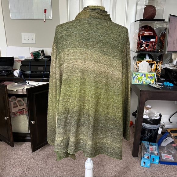 Lane Bryant Green Ombre Front Tie Ruffle Cardigan Sweater 22/24 - Picture 2 of 8